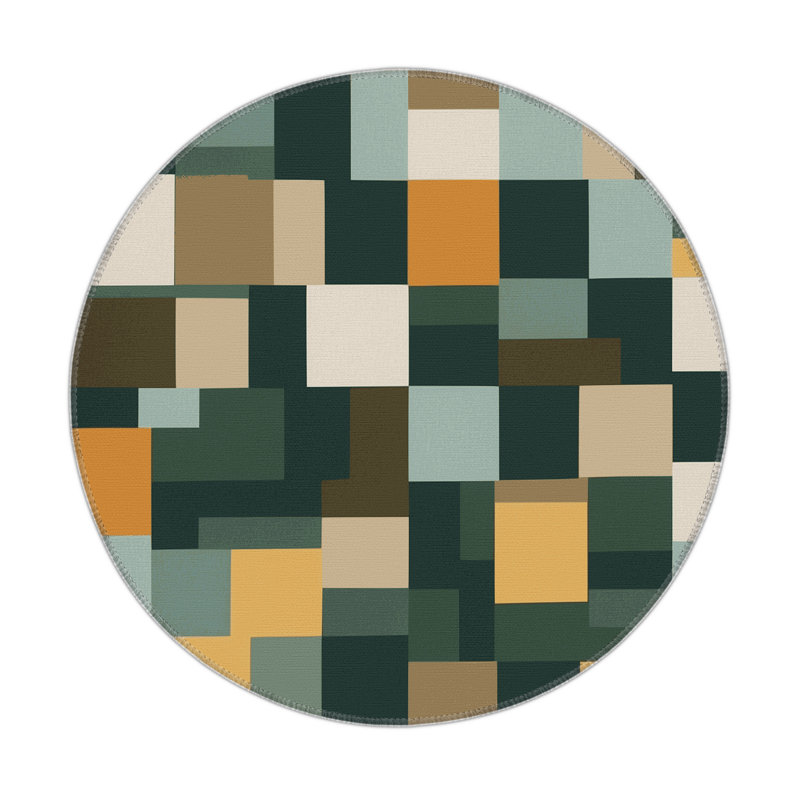 Patterned Patches Indoor And Outdoor Area Rug, Round 5'