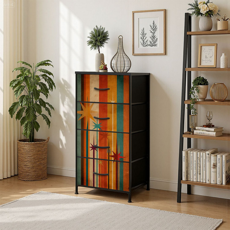 Commode 4 tiroirs 4 tiroirs avec rangement Mid-Century