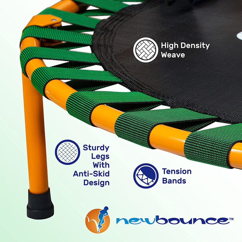 Kids' Blue Round Foldable Mini Trampoline with Handlebar