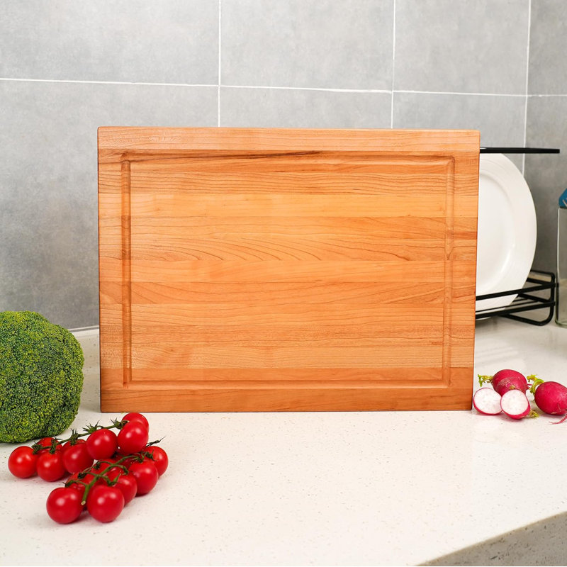 CONSDAN Wood Cutting Board, Solid Cherry, 1” Thick, 16"" x 12""