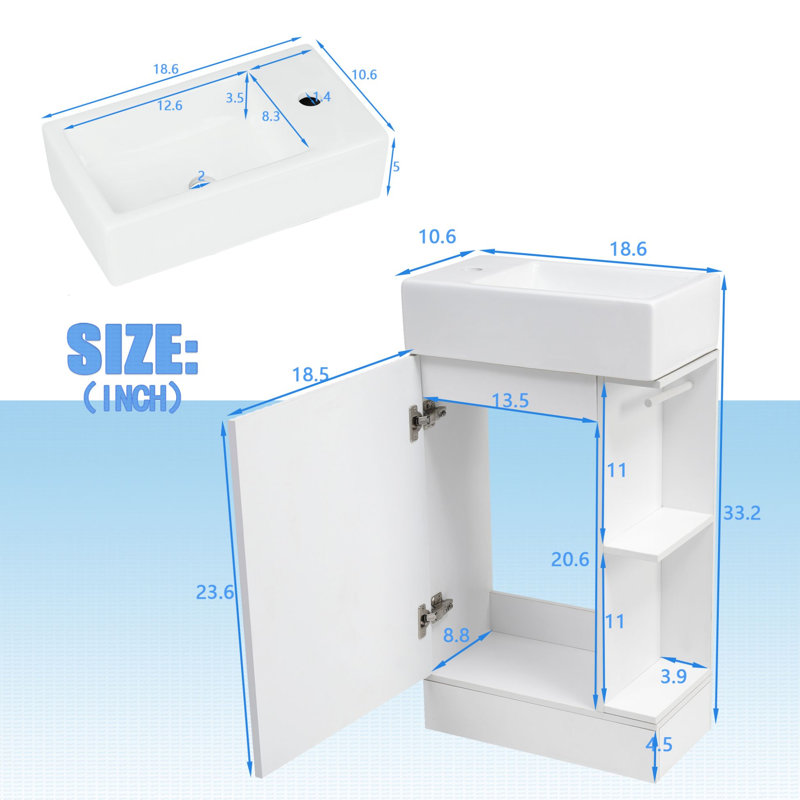 Vallois 18.6'' Single Bathroom Vanity with Ceramic Top, White