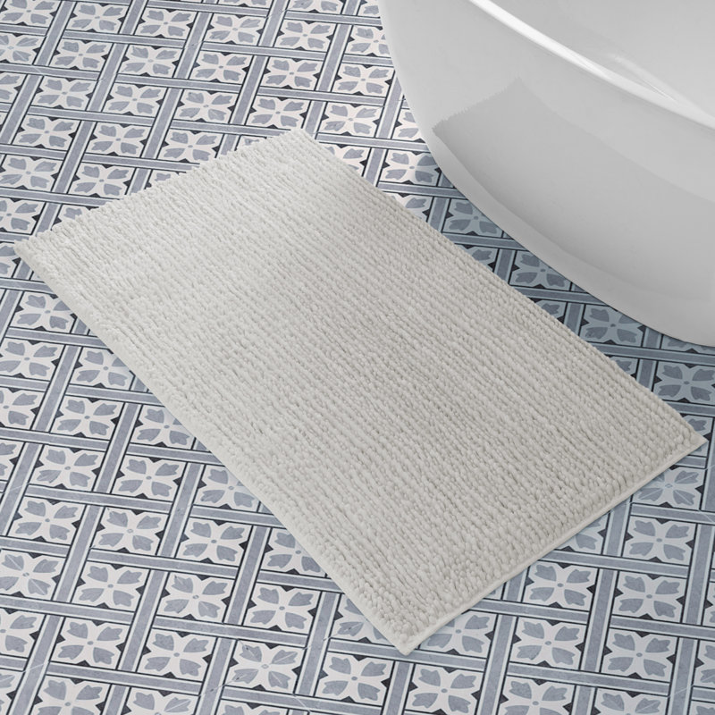 Laura Ashley Butter Chenille Bath Rug, Ivory, 27" W x 45" L