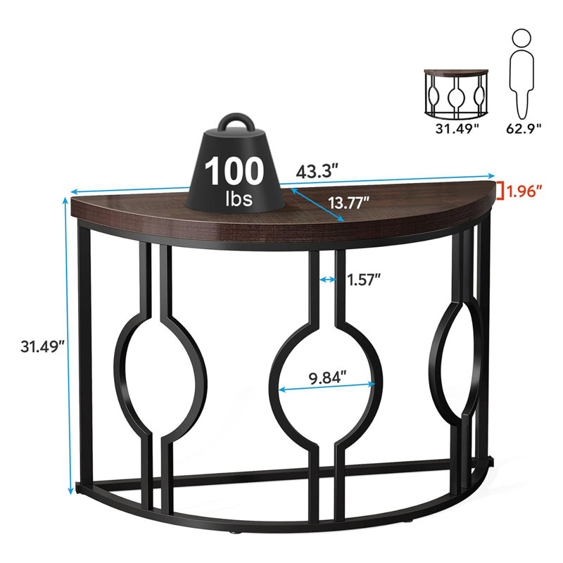 Adellyn 43.3 " W Console Table, Rustic Brown