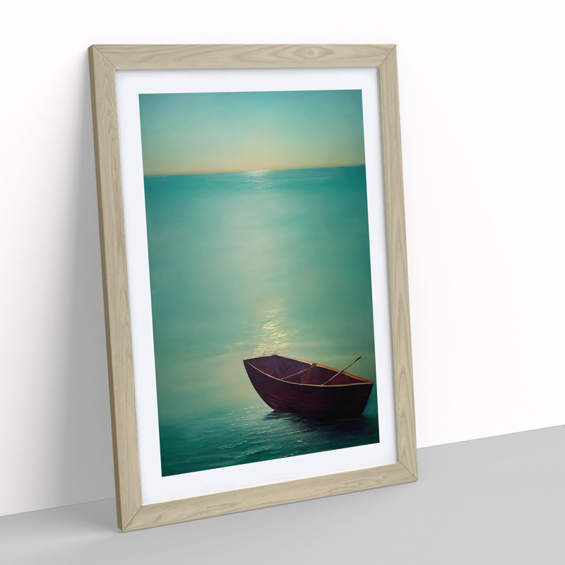 Vacant Boat - Single Picture Frame Painting, 34cm H x 25cm W x 2cm D, Oak 