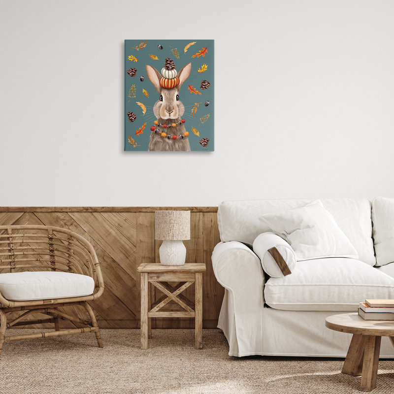 Festive Autumnal Hare Canvas, conception par Elizabeth Tyndall, H 30 po x l 24 po