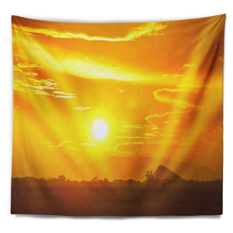 Tapisserie coucher de soleil africain, H 68 po x l 80 po