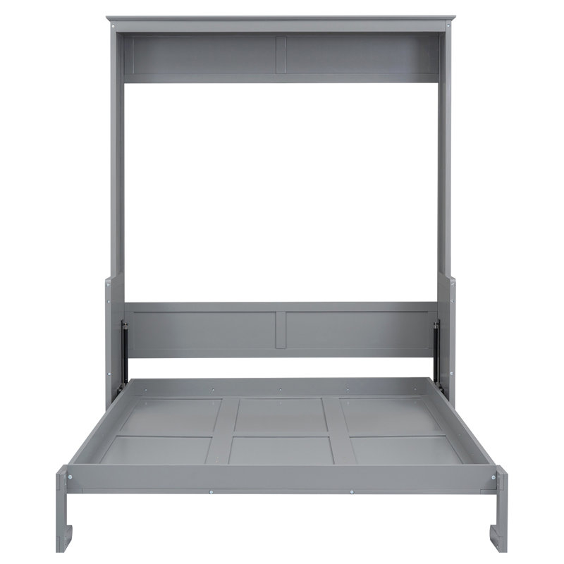Grand lit escamotable avec tablette, gris