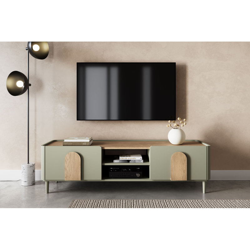 Sadeen Tv Stand With Legs, Green/Brown, 48 cm H x 170 cm W x 48 cm D
