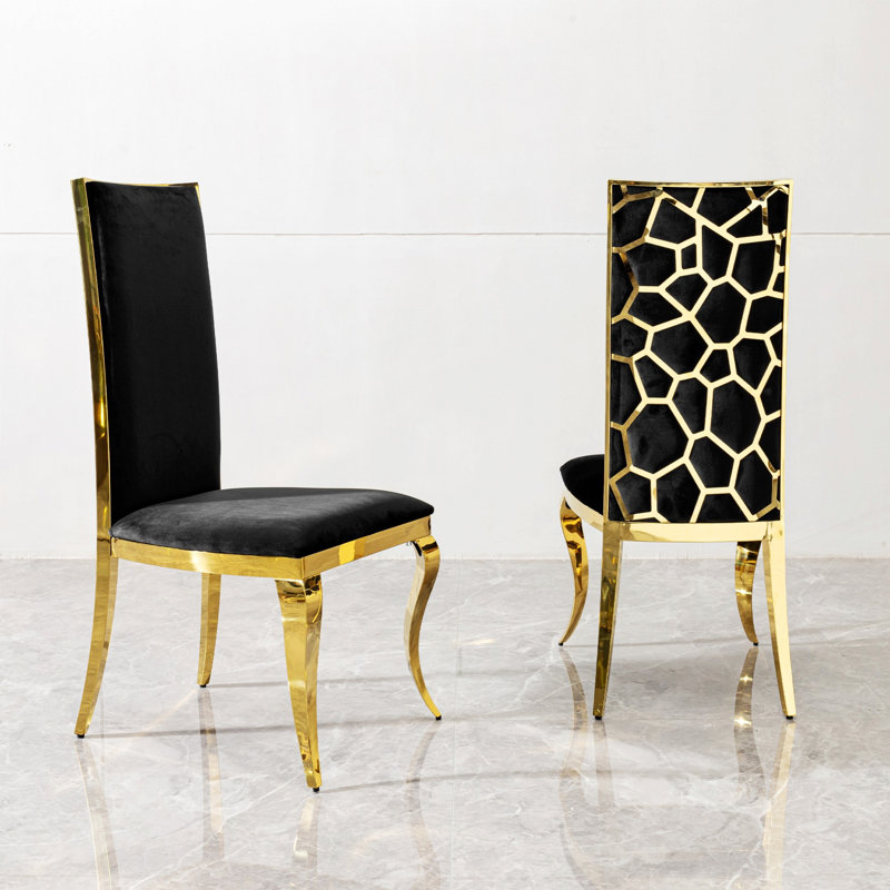 Ensemble de 2 chaises de salle à manger rembourrées avec pieds en acier inoxydable
