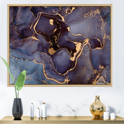 Mauve et or, abstrait fluide de luxe - peinture sur toile
