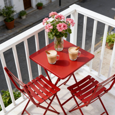 Ensemble bistro 3 pièces pliable convenant aux espaces décontractés du patio et aux repas confortables dans la cour arrière