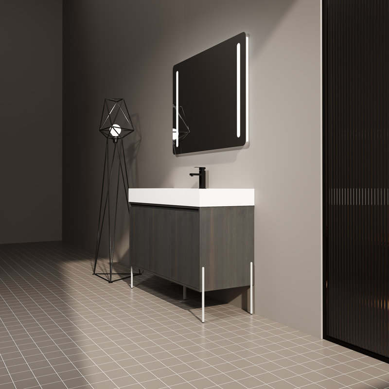 Meuble-lavabo autoportant avec lavabo en résine