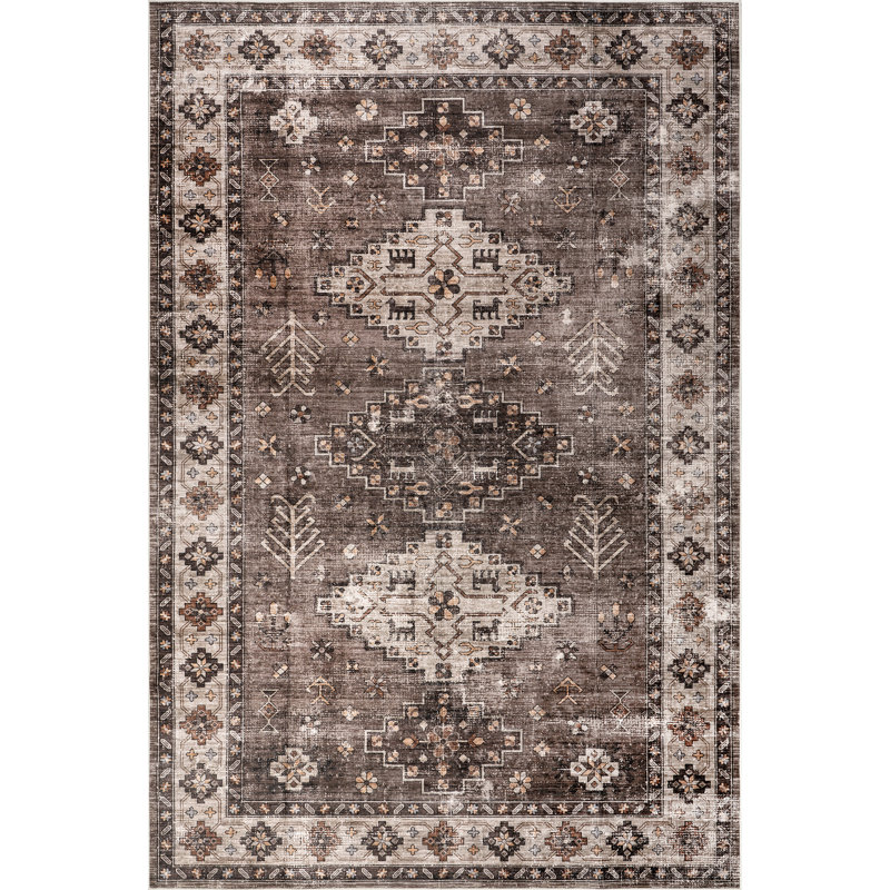 Tapis lavable à la machine Tangires SplashGuard Medallion, Rectangle 9 pi 6 po x 13 pi 6 po