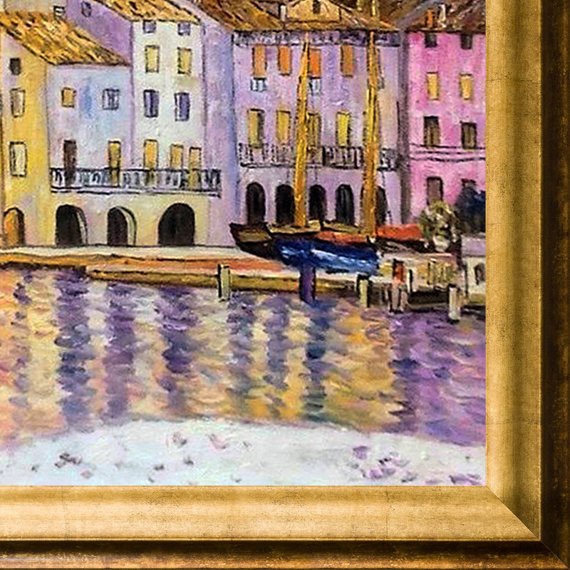 Malcesine sur le lac de Garde par Gustav Klimt - reproduction d'art encadrée, H 44 po x l 32 po x P 2 po, Brun / Doré