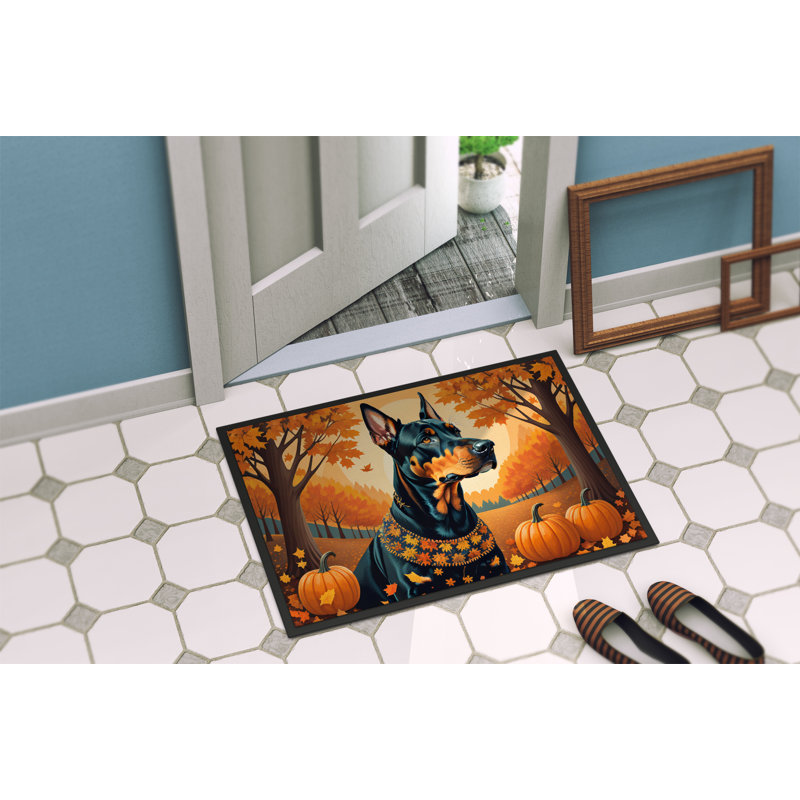 Tapis de porte d'extérieur antidérapant Nyerere Doberman Pinscher, L 24 po x L 36 po