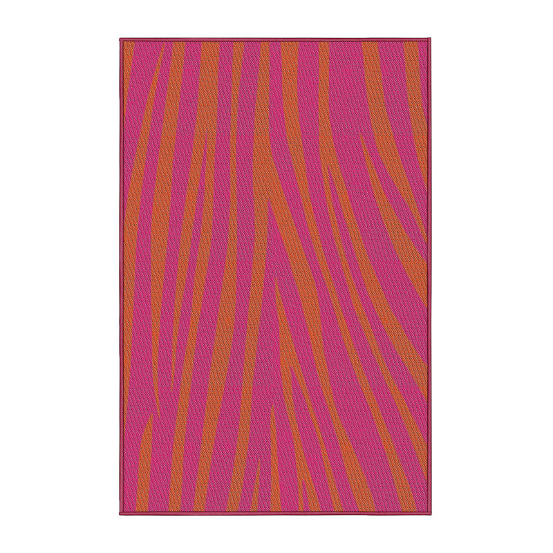 Tapis jaune/rose tissé à la machine, Rectangle 8 pi x 12 pi