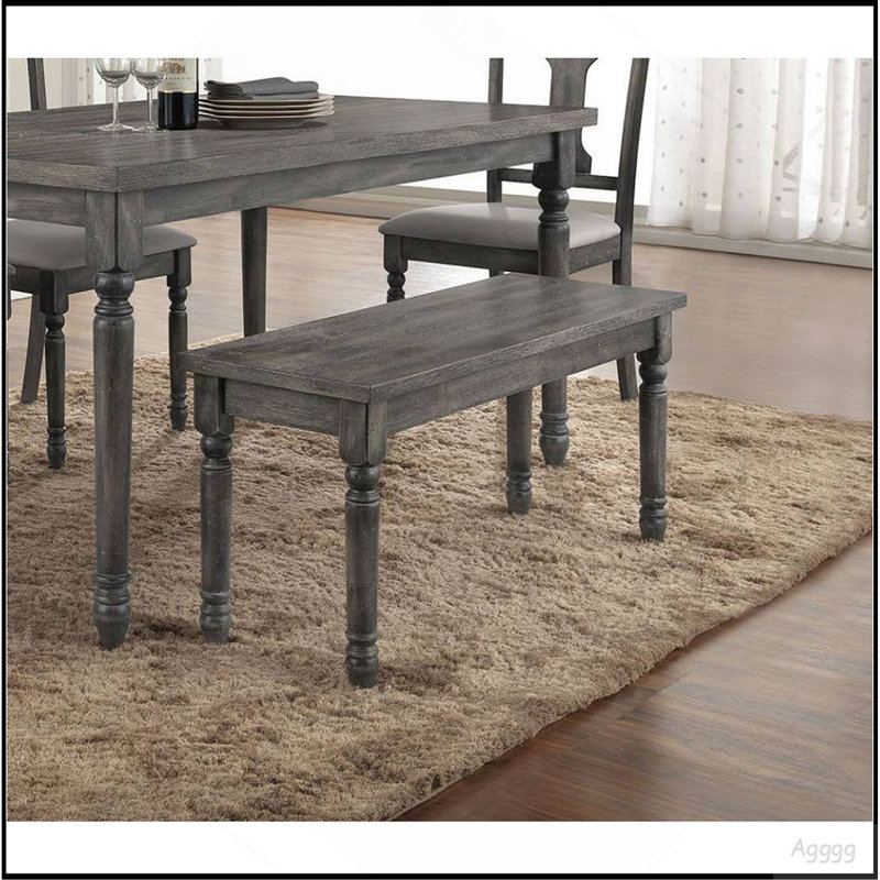 Banc de salle à manger en bois à finition grise 1pc, banc de 40 pouces