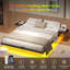 Floating Bed Frame with LED Lights and Charging Station Bed Frame with Storage Shelves Metal Platform Bed Frame,Under-bed Storage/Noise Free-1696994249