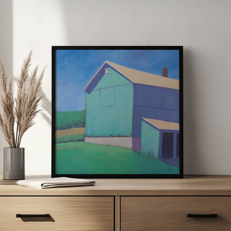 Rustic Teal by Carol Young Art Print, Impression sur cadre ouvert sans papier mat, H 36 po x l 36 po, Blanc