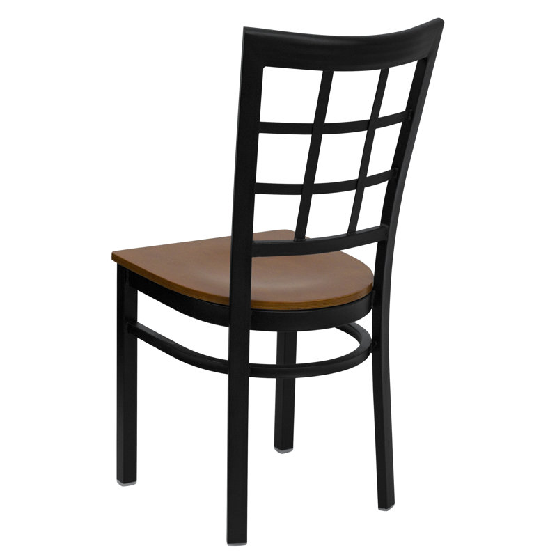 Prompton Window Back Metal Restaurant Chair, Cherry