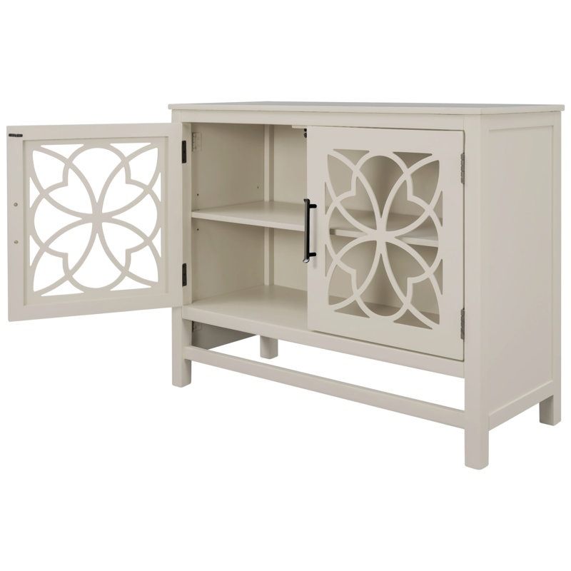 Buffet décoratif 2 portes Tahacha, Blanc crème