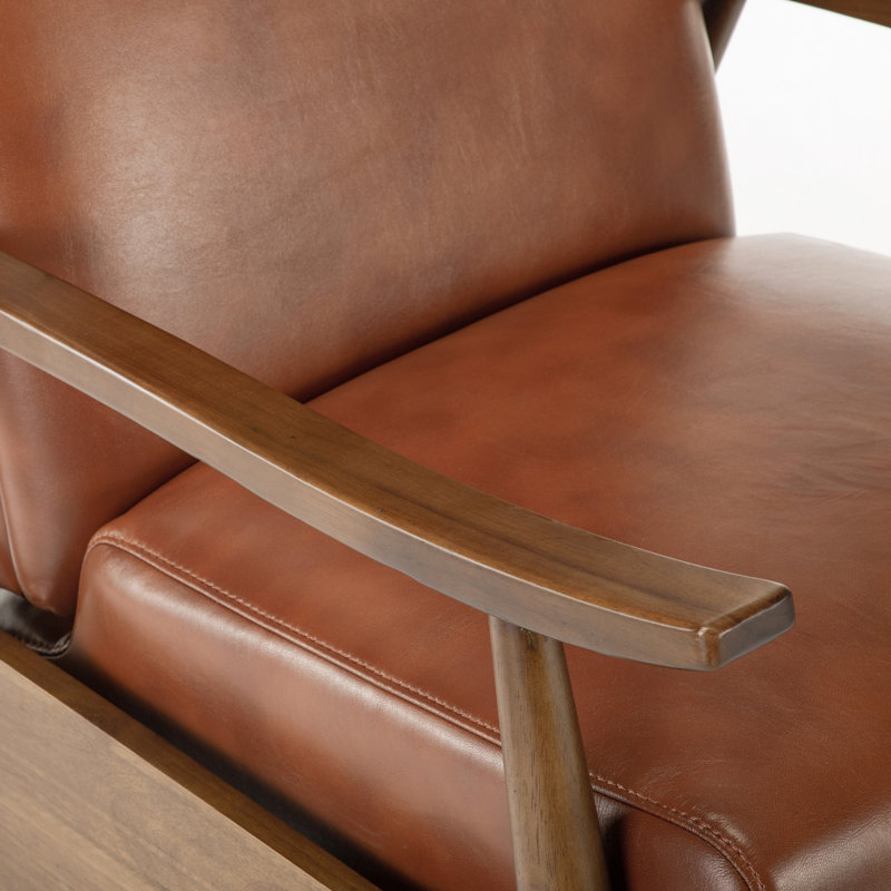 Fauteuil inclinable à accoudoirs en bois, Caramel