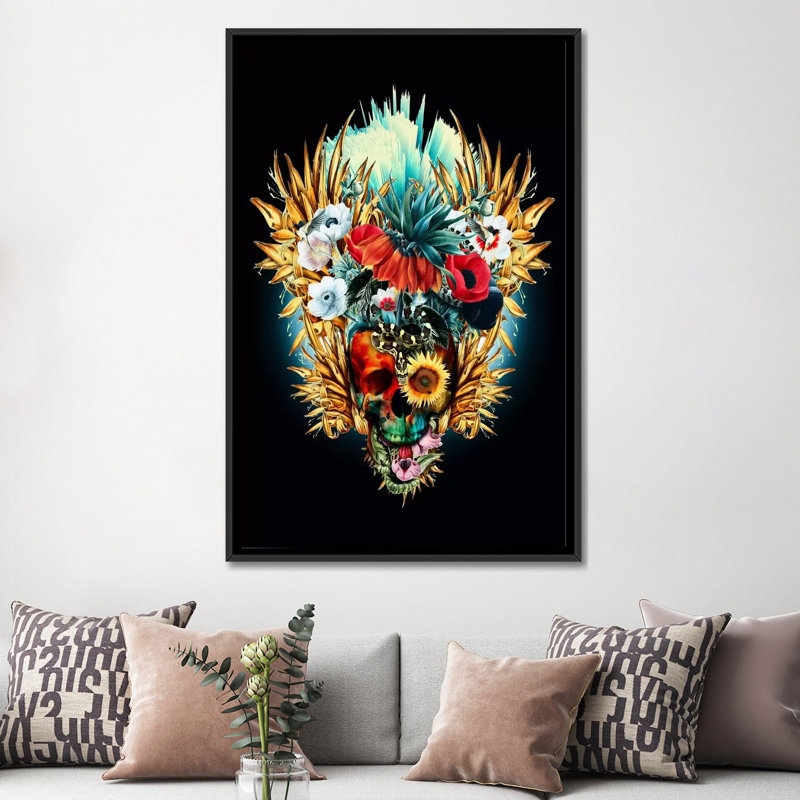 «Floral Vivid I», impression sur toile, H 26 po x l 18 po x P 1,5 po, Toile avec cadre noir, Pas de tapis