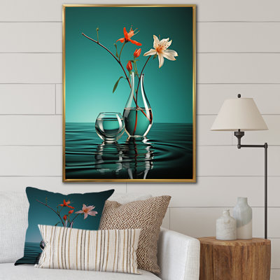 Vase de fleurs turquoise - impression
