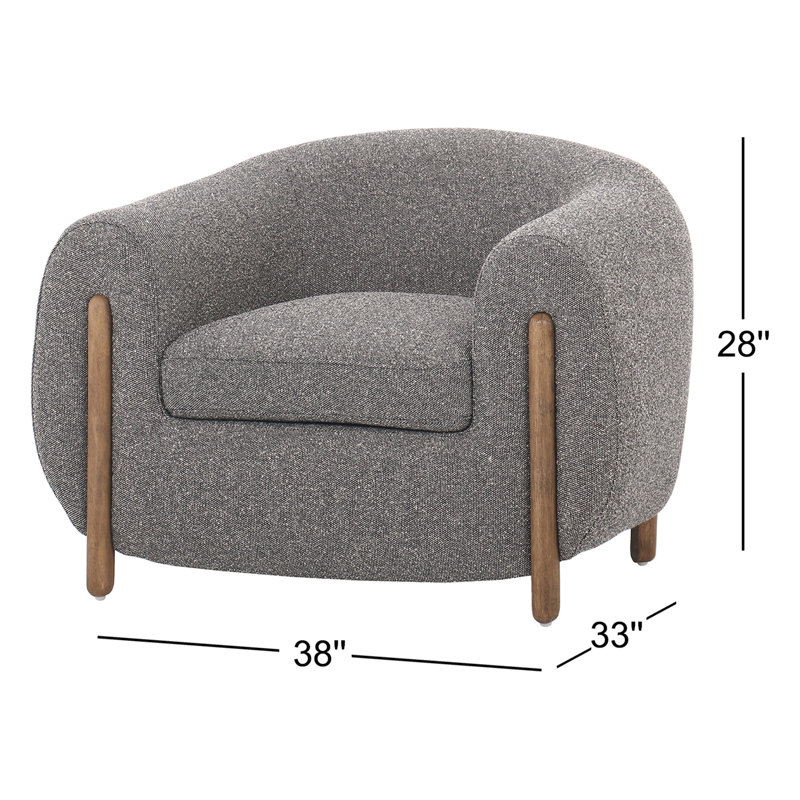 Lyla 38" W Polyester Blend Barrel Chair, Capri Ebony