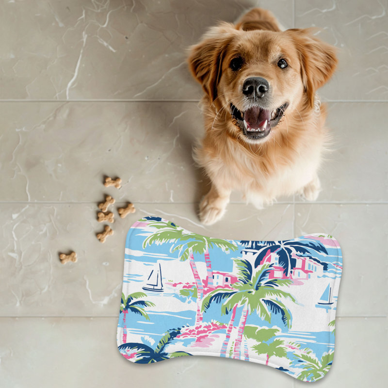 Palm Retreat - 1 Piece Bone Shape Feeding Mat
