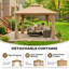 Gazebo de patio Yardgrace 3,66 m x 3,66 m avec toit souple, auvent à 2 niveaux, moustiquaire et rideaux d'intimité, brun-135823925
