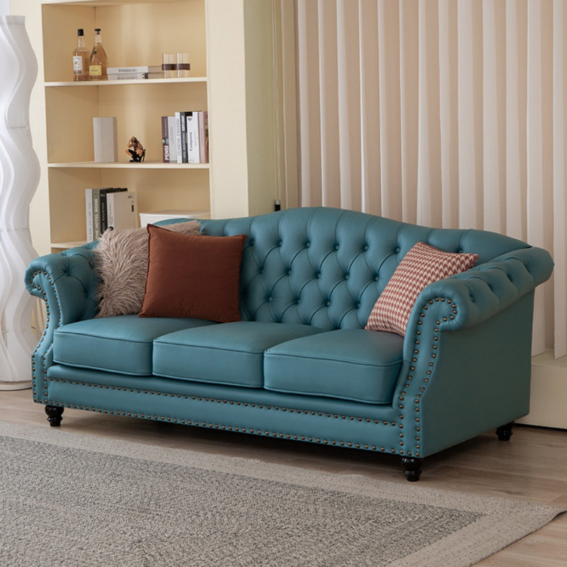 Retro Creative Casual Sofa, Blue Leathaire