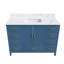 Meuble-lavabo moderne en bois massif de 48 po avec lavabo, comptoir en quartz blanc de Carrare de 49 po avec 3 trous prépercés pour robinetterie, 2 portes doubles à fermeture douce et 9 tiroirs spacieux avec glissières (bleu)-674963165