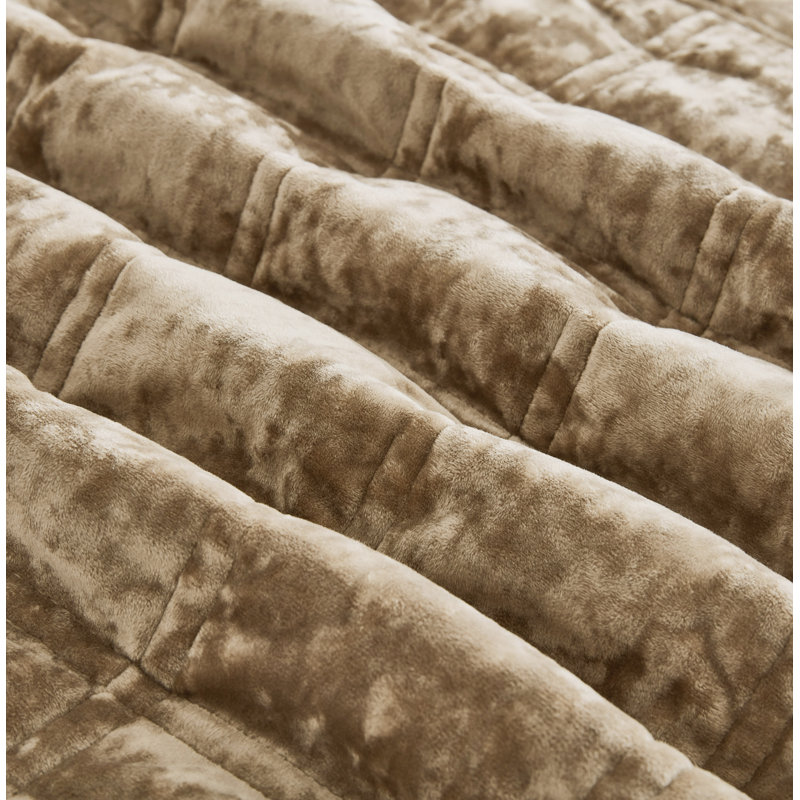 Velvet Quilt, King Quilt + 2 King Shams, Tan