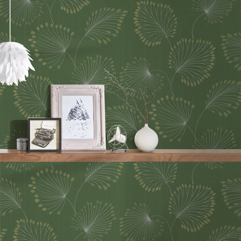 Caputo 10.05m x 53cm Matte Wallpaper Roll, Grey/Green