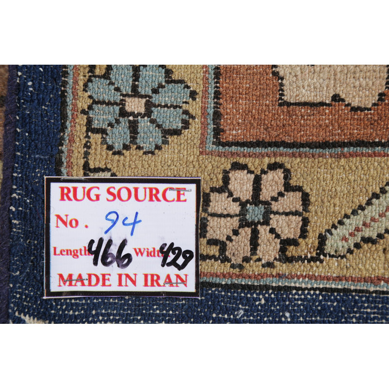 Tapis de la zone en laine bleu/bleu marine 13 pi 8 po x 15 pi 3 po one-of-kind main-noué la new age Skelton