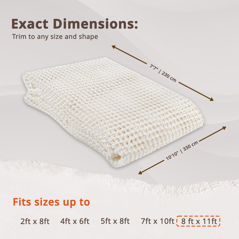 Sous-tapis intérieur / extérieur Mihos (0,2 po), Rectangle 8 pi x 11 pi