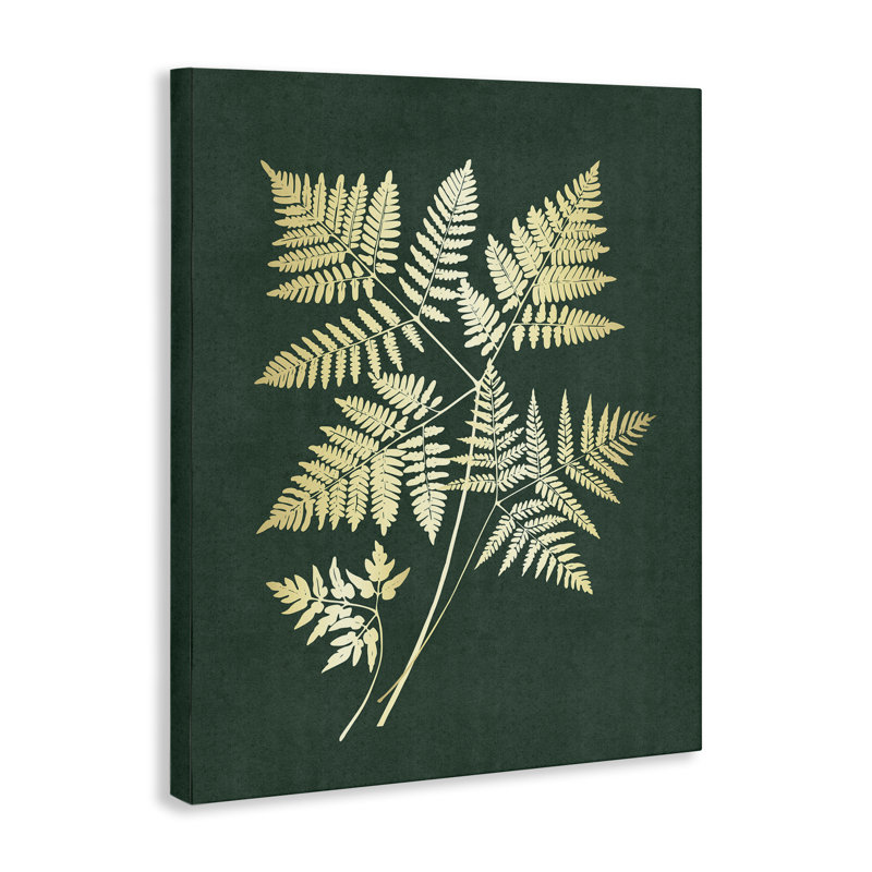 Fougère, feuilles sur toile verte par JJ Design House LLC, H 20 po x l 16 po
