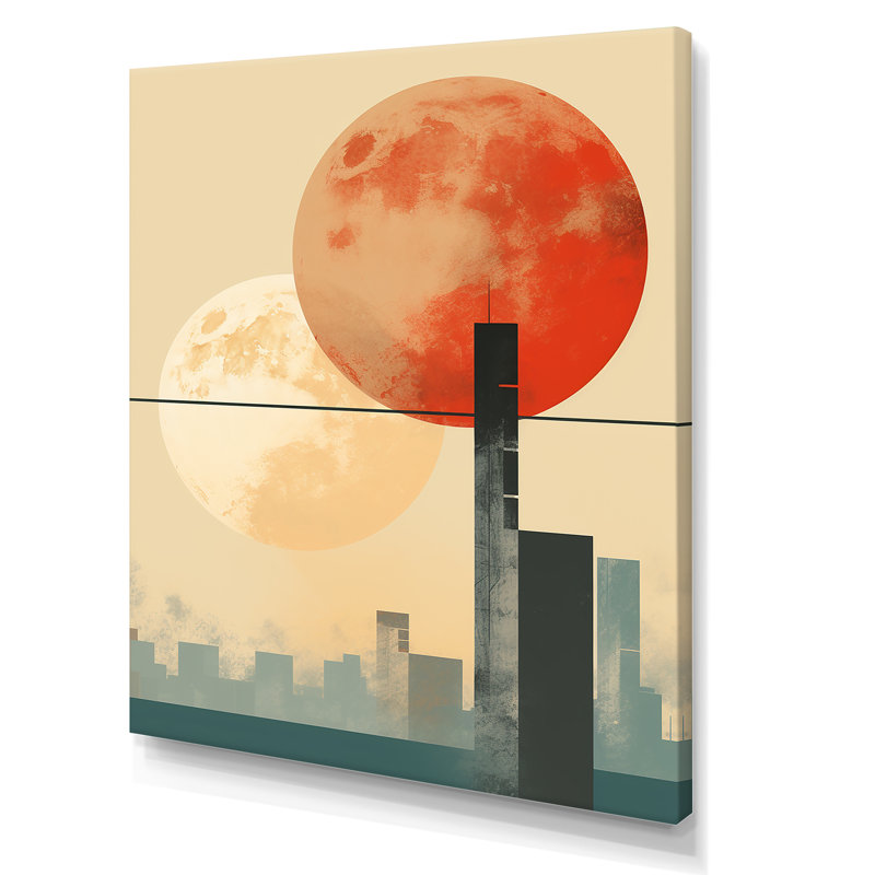 Lever de soleil orange et beige, H 20 po x l 12 po x P 1 po, Toile tendue
