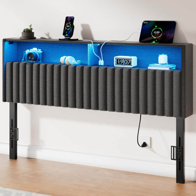 Tête de lit tapissier avec lumières DEL et station de charge Berte
