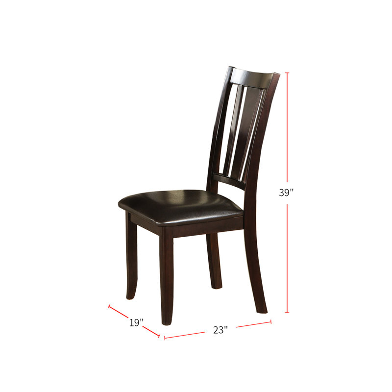Chaises de salle à manger à dossier en lattes (2) - structure en bois d'hévéa, capacité de poids de 250 lb, coussins noirs pour une construction latérale de 2 pièces, limite, espace confortable
