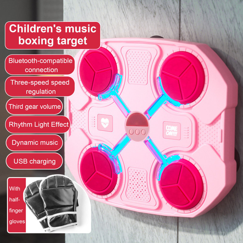 1 Set Music Boxing Machine Wall Mounted Bluetooth-compatible Adjustable Smart LED Boxing Training Target Punching Pad Home Gym Workout Equipment