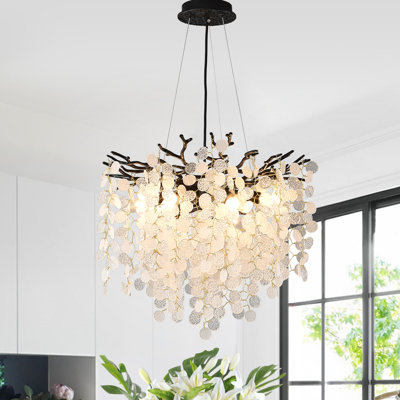 Modern Crystal Chandelier, Tree Branch Pendant Ceiling Light Fixtures, Hanging Round Chandeliers For Dining Room Foyer Living Room Bedroom