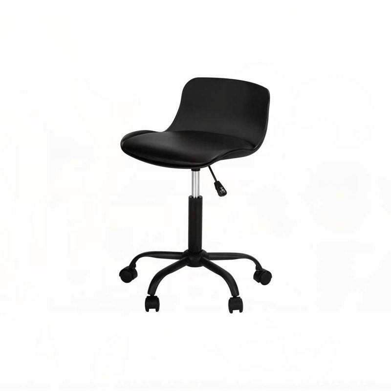 Office Chair,Adjustable Height,Swivel,Ergonomic,Computer Desk,Work,Juvenile,Black Leather Look,White Metal,Contemporary,