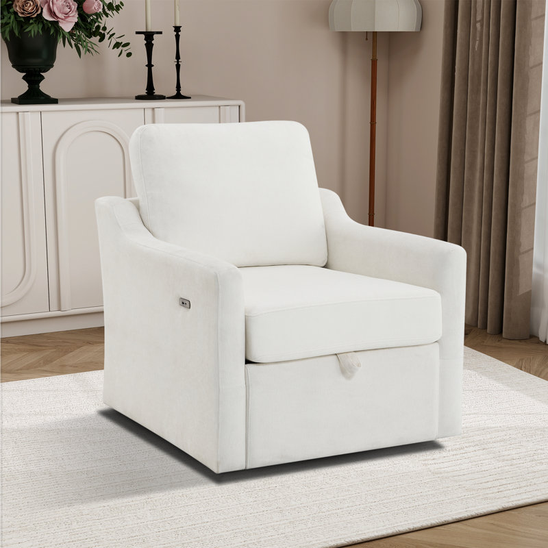 Fauteuil demi-tonneau rembourré avec coussin amovible, Blanc