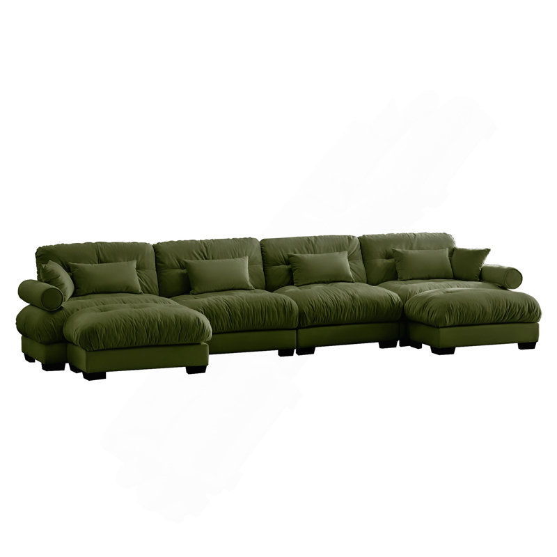 Canapé en velours conforme CAL117, Bleu, H 33,4 po x l 166 po x P 37 po