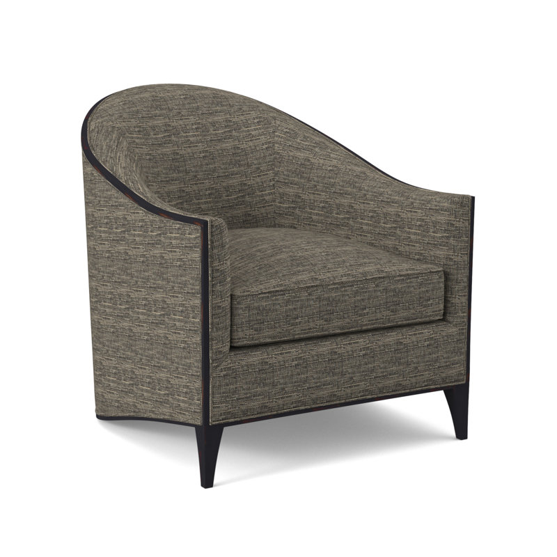 Atelier Sunbrella® Barrel Chair, Filigree Ivory 100% Polyester, Vintage Ebony