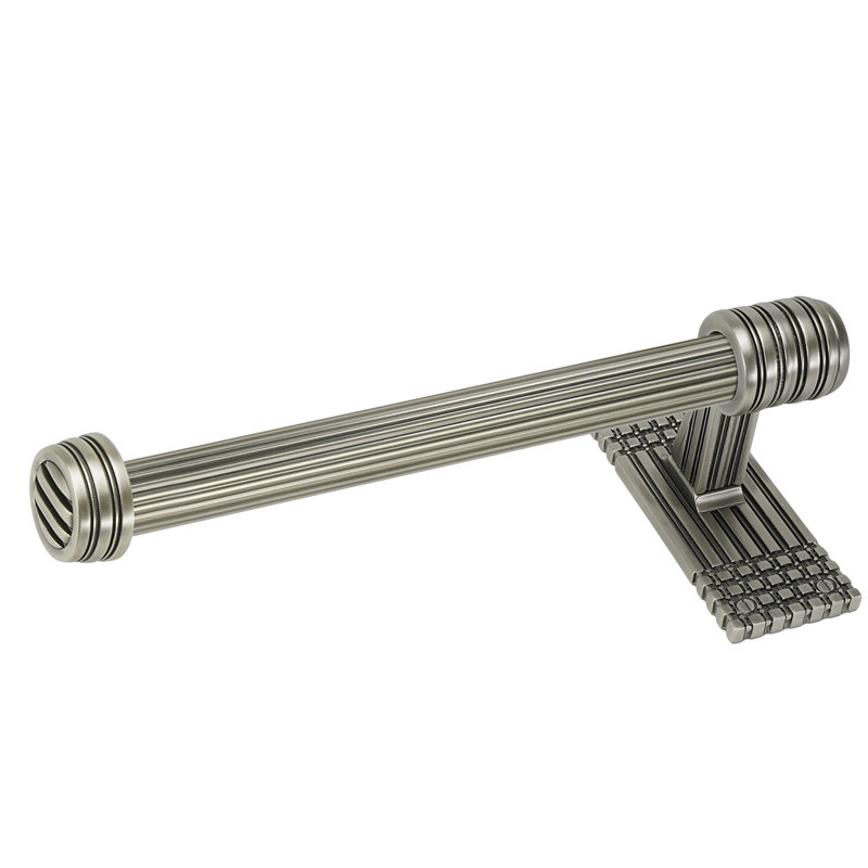 WILTON 12" HAND TOWEL LEFT, REEDED HANDLE; MATTE BLACK FINISH, Antique Nickel, 3.75" H x 12.75" W x 4.75" D