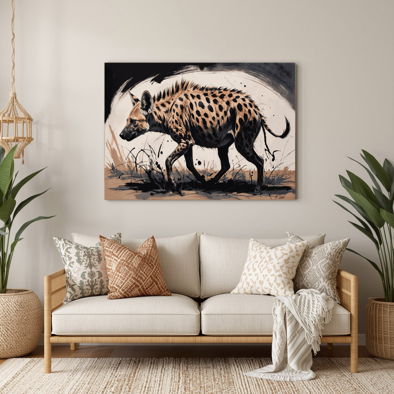 Wildlife Spotted Hyena Grey Metal Wall Art, 12" H x 18" W