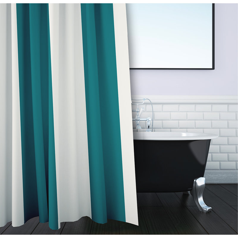 Rideau de douche rayé simple, Bleu sarcelle